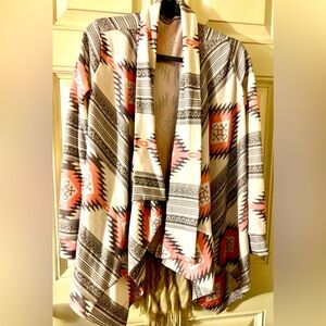 Women’s Tribal Print Open Front Cardigan